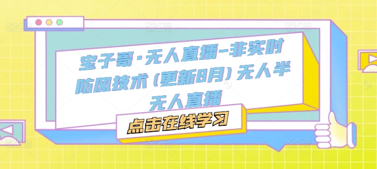 宝子哥·无人直播-非实时防风技术(更新25年7月)无人半无人直播-小根博客