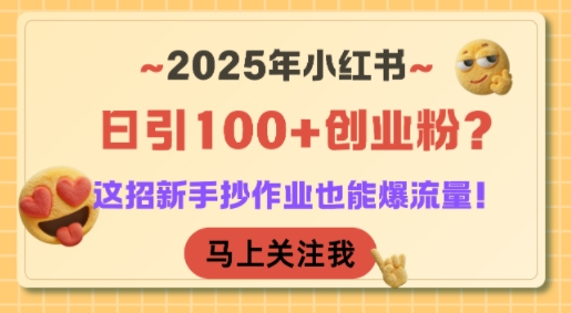 2025年小红书日引100+创业粉？这招新手抄作业也能爆流量！-小根博客