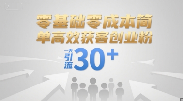 零基础零成本简单高效获客创业粉，一天引流30+-小根博客