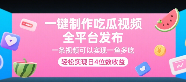 一键制作吃瓜视频，全平台发布，一条视频可以实现一鱼多吃，轻松实现日4位数收益【揭秘】-小根博客