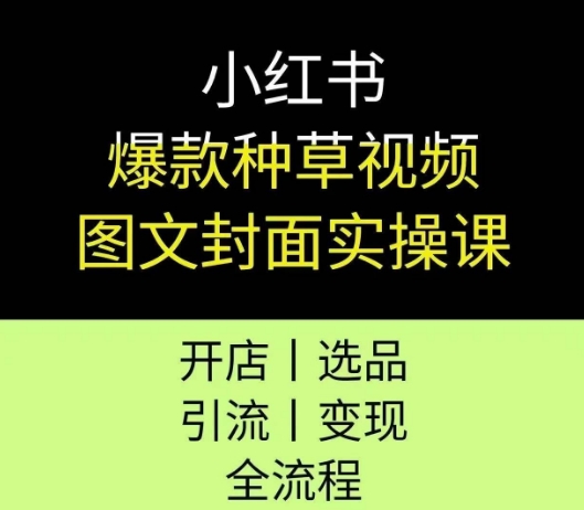 小红书爆款种草视频图文封面实操课，开店、选品、引流、变现全流程-小根博客