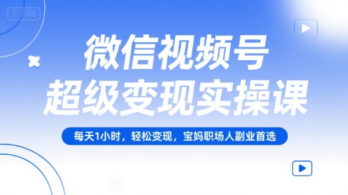 微信视频号超级变现实操课，每天1小时，轻松变现，宝妈职场人副业首选-小根博客