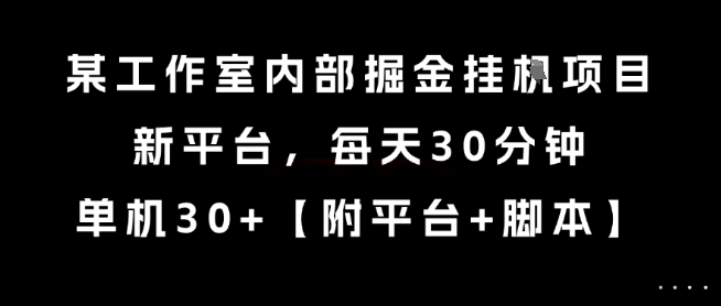 某工作室内部掘金挂G项目，新平台，每天30分钟，单机30+【揭秘】-小根博客