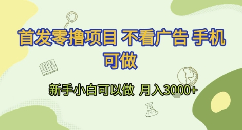 首发零撸项目 不看广告 手机可做 新手小白可以做  月入3k+【揭秘】-小根博客